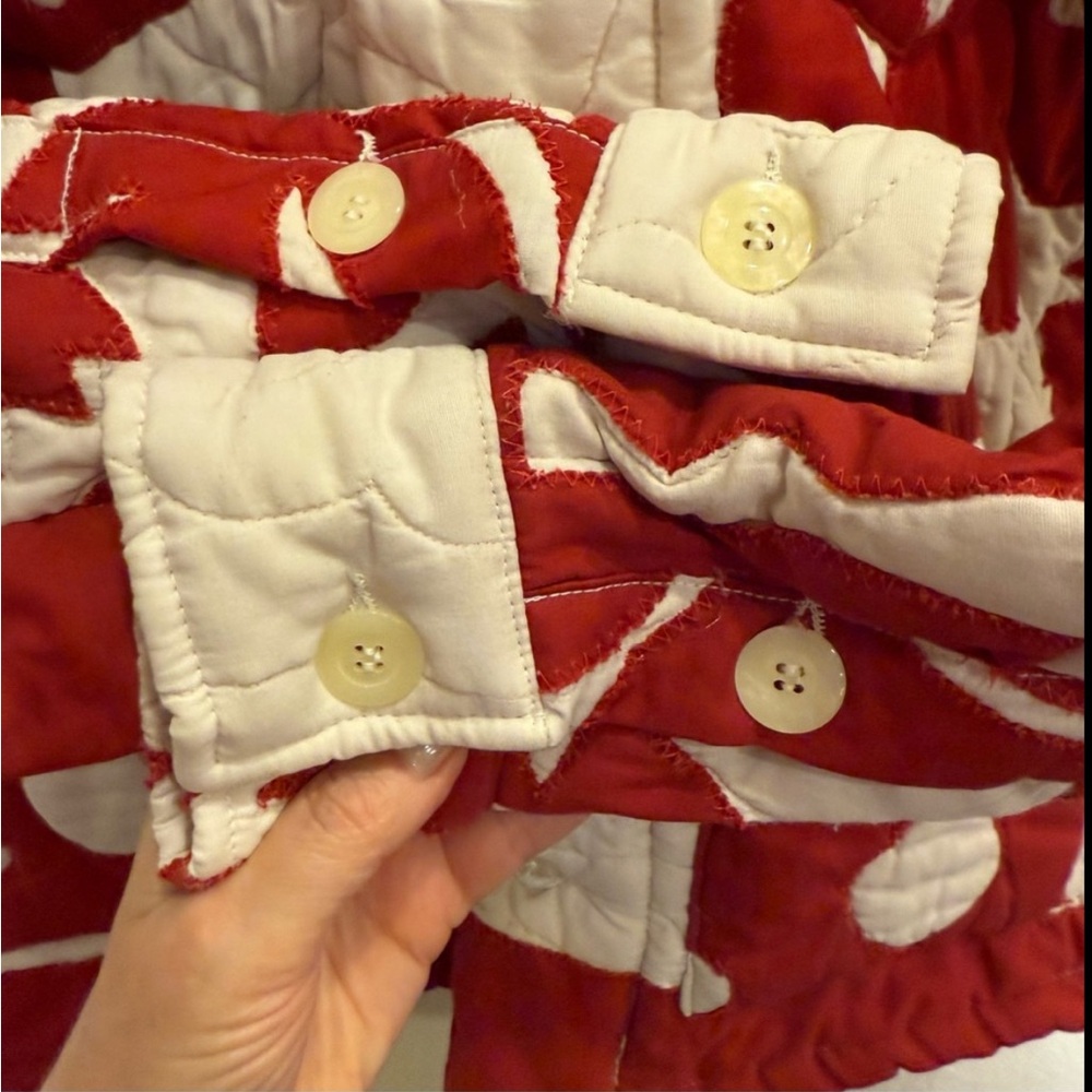Res Ipsa Aspen OOAK Repurposed Red and White Quilted Jacket sz M - Picture 7 of 9